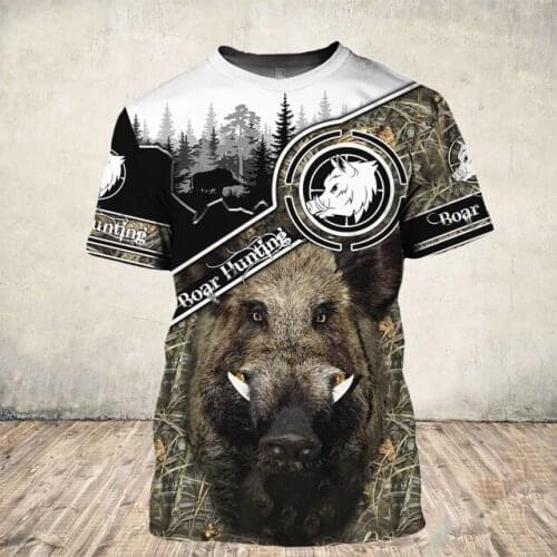2021 Summer Hipster Men t-shirt Beautiful Boar Hunting 3D Printed Harajuku Short sleeve T shirt Casual top men clothing