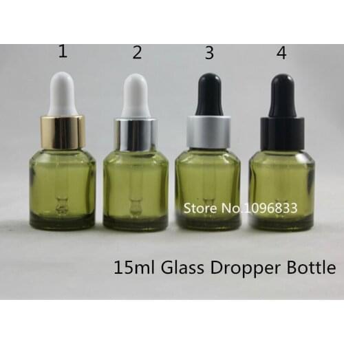30PCS Glass Essential Oil Bottles With Dropper Pipette Glass Bottle Green Glass Aromatherapy Bottle Botella De Aceites 15ml