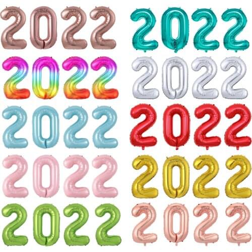 4pcs 2022 Number Foil Balloons For New Years Eve Party Supplies Festival Party Anniversary Graduation Christmas Party Decoration