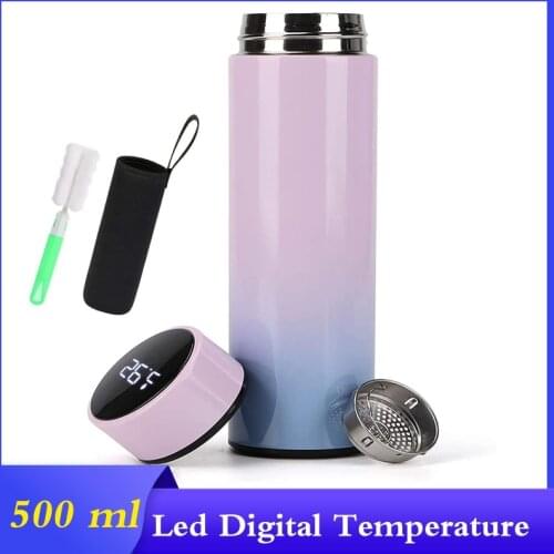 500ml Smart 304 Stainless Steel Vacuum Water Cup Temperature Display Baby Water Bottle Business Gift In-Car Thermos for Children