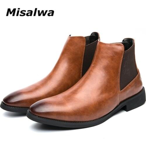 British Vintage Men Chelsea Boots for Men Office Formal Shoes Italian Elegant Big Size 38 48 Boots Ankle Dropshipping