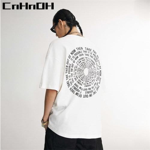CnHnOH New Arrival Teeshirt Homme Instagram Mens T-shirts Oversized Top Clothing Tee Shirt Waffle Material Letter Printed A059