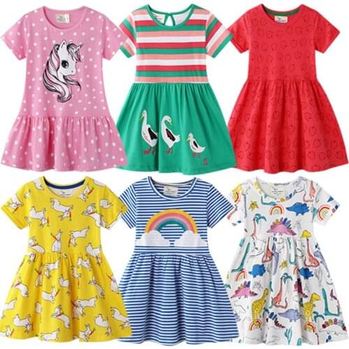 Kids Summer Clothes Unicorn Rainbow Fruit Cute Sundress Pleated Skirt Tulle Printed Skirts Children Outfits