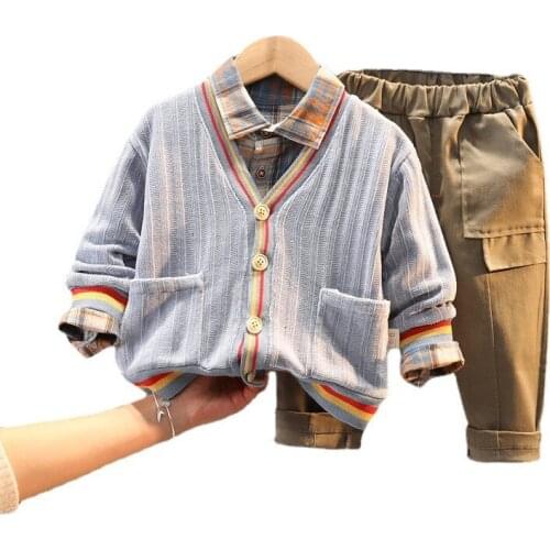 Fashion Spring Autumn Baby Clothes Suit Children Boys Cotton Casual Coat Shirt Pants 3Pcs/Sets Toddler Clothing Kids Tracksuits