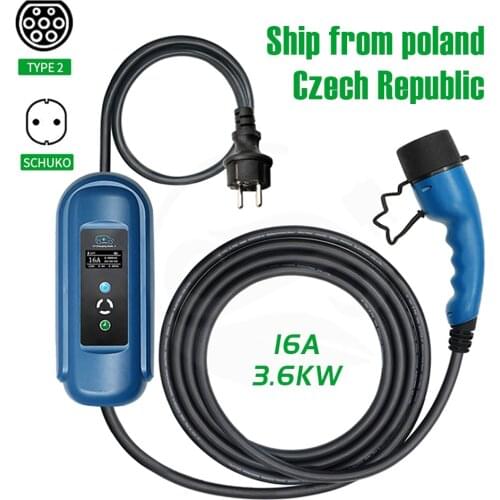 EVSE EV Charger Type 2 IEC 62196 EV Charging Cable 16A EU Plug for Electric Vehicle