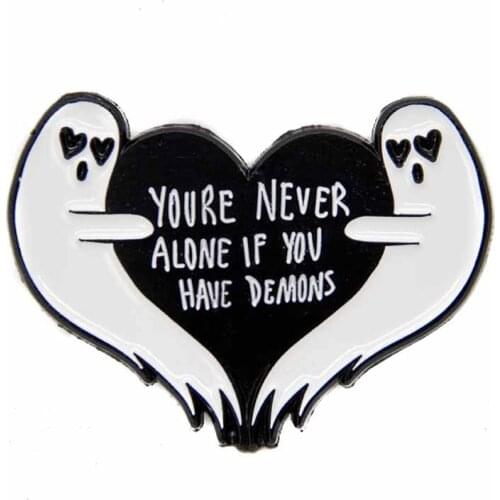 Ghost Heart Enamel Pin Halloween Quote