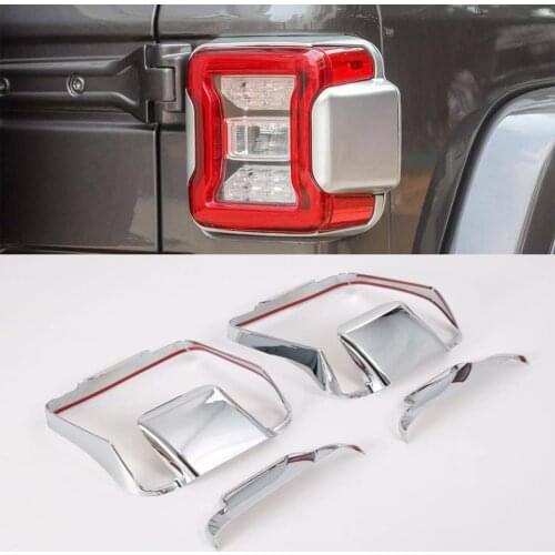 For Jeep Wrangler JL 2018 2019 Chrome Rear Light Lamp Cover Trim Tail Light Cover Frame Protector Sticker Car Styling Accessory