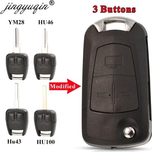 Jingyuqin Remote Modified Flip Car Key Shell For Opel VAUXHALL Vectra Astra Zafira 3Buttons HU100/HU43/Hu46/YM28 Fob Case