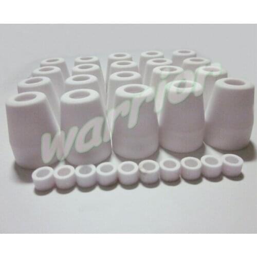 20pcs Ceramic Shield Cups and 10pcs Gas Diffusers for 40Amp Air CUT40D CUT50D PT-31 LG40 Plasma Cutting Torch