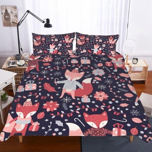 Bed Linens Christmas Fox Bedroom Set Bedding -cover 3d Pretty Cute Festival Home Textiles Beddings Size Bed Set Parure De Lit