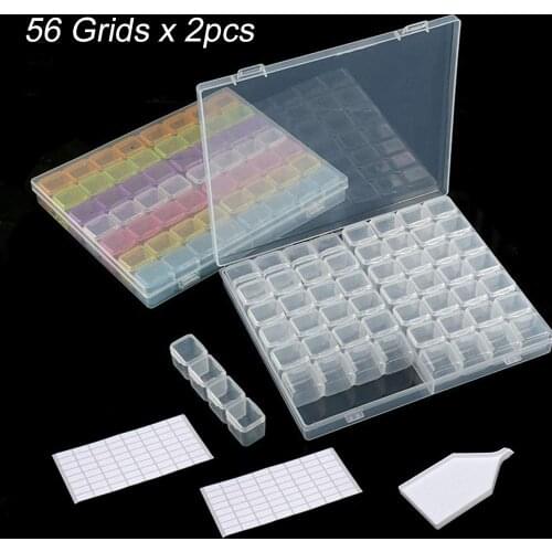 Diamond Painting Drill Storage Containers, 2 Pack Beads Organizer Storage Case for Diamond Painting, Diamond Box Label Tray