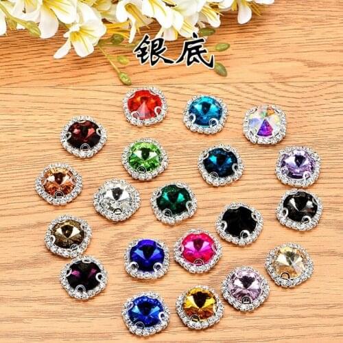 Round Rhinestone Hand Sewing Claw Drill Peripheral Crystal Button Glass Grab DIY Crafts Wedding Garment Clothing Accessories