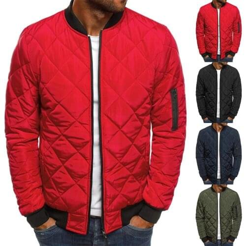 Winter Warm Outwear 1pcs Male Jacket Fashion Padded Solid Color Stand Neck Puffer Bomber Classic Casual Men Coat Zip Up Tops