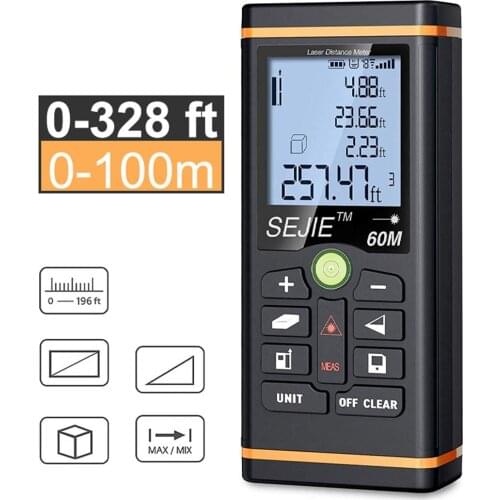 40 60 100m Laser Distance Measure Internal Bubble Levels Handheld Laser Rangefinder Unit conversion Ft M/In/Ft Laser Measure