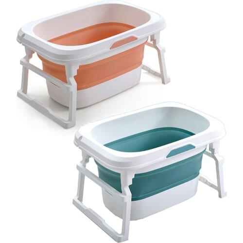Hot selling Infant foldable Collapsible Shower Basin with Non Slip Mat easy for travelling folding baby bathtub