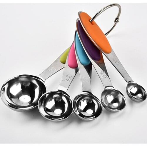 5pcs/set Stainless Steel Measuring Spoons Measuring Cups Metal Measuring Scoop Tool for Kitchen Baking Accessories Utensils