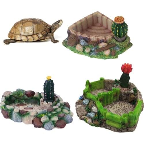 Reptile Food Bowl Worm Dish Amphibian Polyresin Water Bowl for Lizard Anoles Bearded Dragons Terrarium Aquarium Decoration