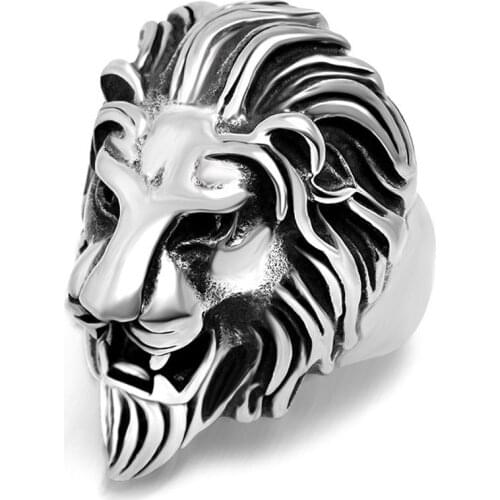 Fashion Trend Of Titanium Steel Jewelry Jewelry Alternative Lion Head Animal Ring Burst Models Dropshipping