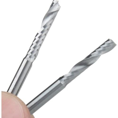 10pcs 3.175x17mm Single Flute Bit Carbide End Mill Set, CNC Router End Mills for Wood Cutter Milling