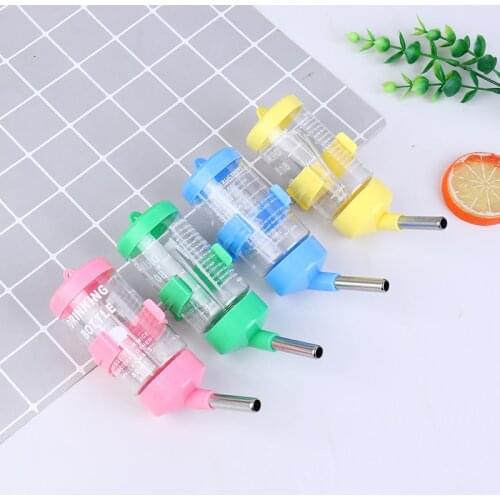 80ml Pet Dog Guinea Pig Squirrel Rabbit Drinking Head Pipe Fountain Hamster Drinker Water Plastic Bottle Dispenser Hanging