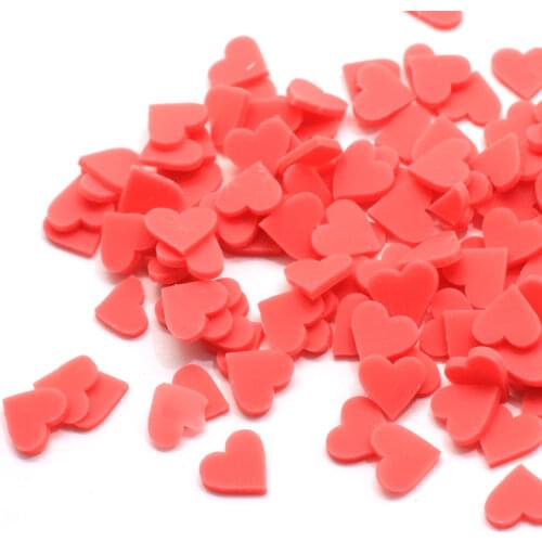 50/200g Polymerlk Lovely Red Polymer Clay Heart Sprinkles Assorted 3D Red Heart Nail Art Slices 8*8MM Valentines Day Red Heart S