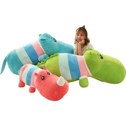 Pop cartoon Rhinoceros doll plush toy giant hippo pillow crocodile sleeping pillow for girl gift decoration 120cm 140cm 160cm