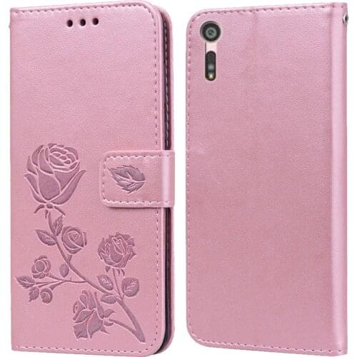 Luxury Leather Flip Book Case for Sony Xperia XZ Premium / XZS / XR Rose Flower Wallet Stand Case Phone Cover Bag coque