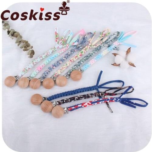 Coskiss Baby Boys Girls Soother Nipple Pacifier Clip Without BAP Dummy Holder Simple Crochet Cotton Pacifier Chain Hand-Woven