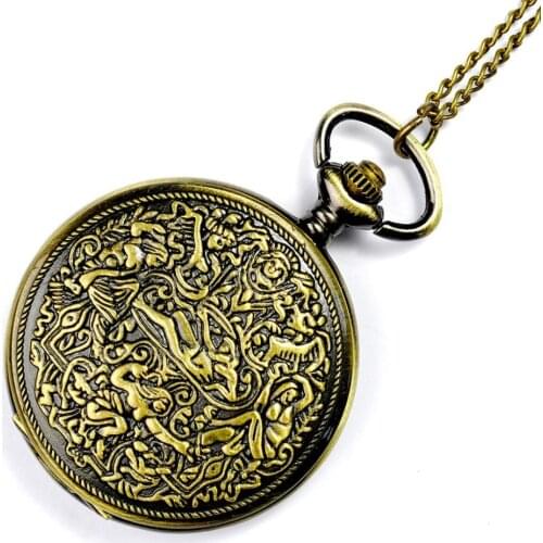 Unique Large Creative Design Craved Pocket Watch Fashion Lively and Noble Clamshell Watch