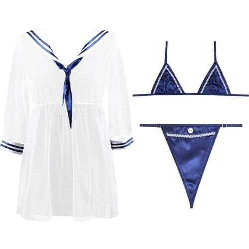 Yomrzl A536 New arrival sexy gauze womens nightgown 3 piece sleepwear thin suit sleep set sexy lingeries