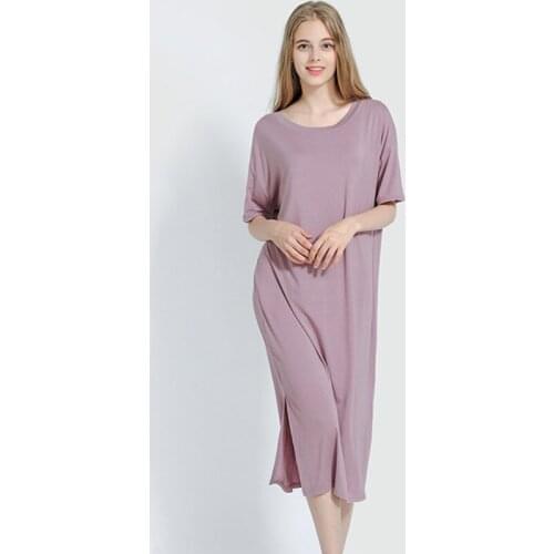 Plus size Fashion Summer Night Dress Women Nightgowns Sleepwear Womens Sleepshirts Modal Cotton Candy Color Ladies Nightwear