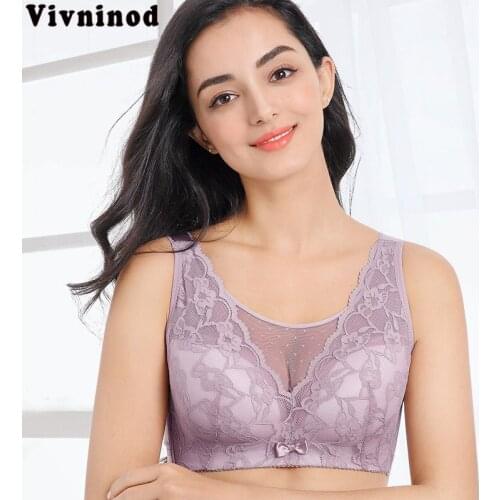 Women No Sponge Ultra-thin Large Size Bra Sexy Lace Wireless Underwear Lace Flower Thin Full Coverage BCD Full Cup No Steel Bras