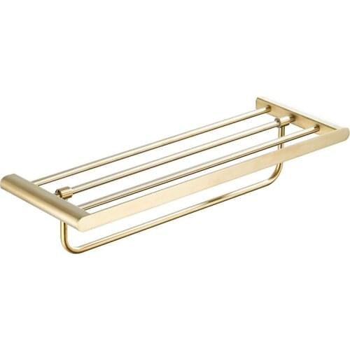 Brushed Gold Bathroom Towels SUS304 Stainless Steel Bathroom Accessories Towel Hanger Bathroom Towel Rack Wall Mounted Towel Bar
