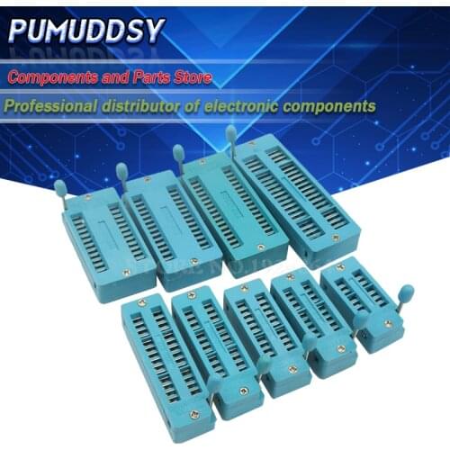 1PCS 14P 16P 18P 20P 24P 28P 32P 40P 2.54MM pin green DIP universal ZIF socket IC socket zif seat lock IC type solder mask