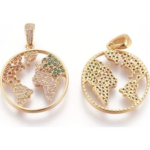 10pcs Brass Micro Pave Cubic Zirconia Pendants Flat Round Charms Connector Pendant for Women Jewelry Making DIY Crafts 23x21x2mm