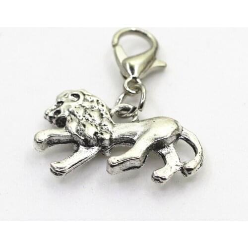 New Arrive 10pcs Silver Lion Charms Lobster Clasp Charms Diy Jewelry Accessory For Bracelets Floating Hanging Charms