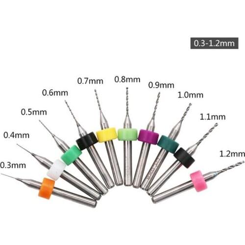 10* PCB Drill Bits 0.1-1.2mm Bit Drill Set PCB Circuit Micro Mini Board Print Carbide Tool Accessories