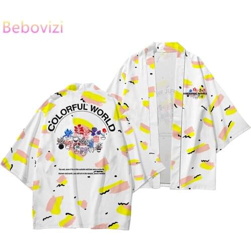 2021 New Plus Size XXS-6XL Beach Harajuku Japanese Style Fashion Letter Girl Kimono Men Women Cardigan Haori Obi Asian Clothes
