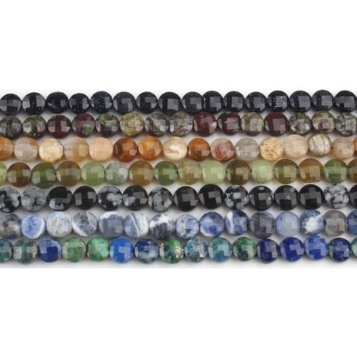 4x4mm Natural Faceted African Turquoises Sandstone Round Coin Stone Beads For Jewellery Making DIY Female Bracelet Necklace 15