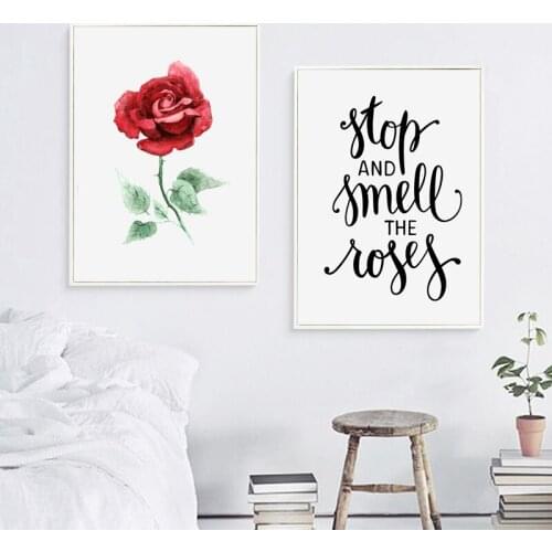 Watercolor Roses Wall Art Decor Canvas Print Poster, Smell the Roses Flower Canvas Painting Wall Pictures For Home Decoration