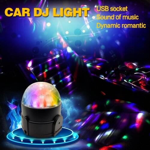 Car LED Music decorate Lights DJ Mini RGB 18w LED MP3 Club Disco Party Magic Ball Stage Effect Rotating Bulb With USB Interface