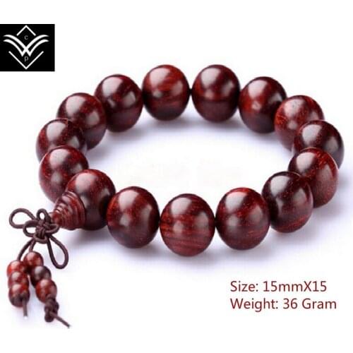 Lobular red Sandalwood High Density Budda Bead Bracelet