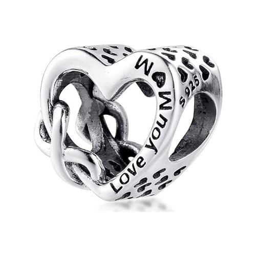 BEADS for Jewelry Making BraceletS Love Mum Heart cHarMs 100% 925 OrigiNal Sterling Silver Jewelry Free Shipping