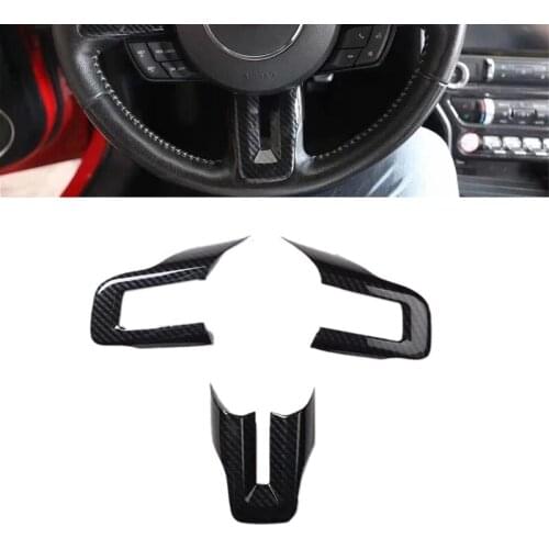 Carbon Fiber ABS Car Interior Steering Wheel Cover Trim Moldings Car Styling for Ford Mustang 2015-2020