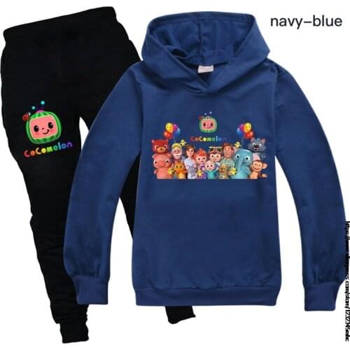 Cocomelon Fashion Spring And Autumn Style Long Sleeve Hoodie Hoodie + Casual Pants Childrens Suit