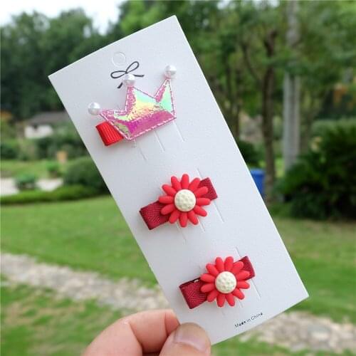 3Pcs/Set kids Color Hair Clips Shiny Crown Hairpins Flower Barrettes kawaii Headwear Hair Accessories For baby Children Girl New
