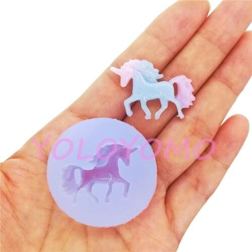 D880YL Unicorn Silicone Mold Candy Fondant Cake Decorating Resin Art Clay Earrings Necklace Pendant Making 32.4mm x 22.2mm