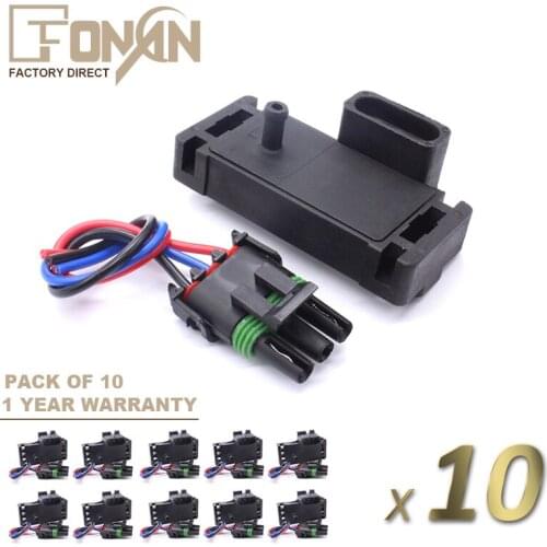 2BAR TURBO BOOST MAP SENSOR FOR GM WITH PLUG & WIRES 12247571 16009886 16040609