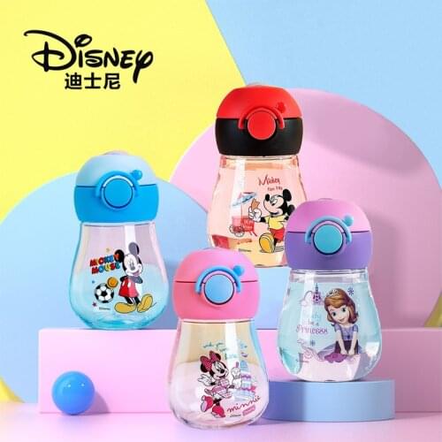 Disney baby girls Minnie Sophia Cartoon cups With straw kids Mickey Mouse Sport Bottles girls Princess Sophia Juice cup