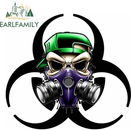 EARLFAMILY 13cm x 12cm 3D Biochemical Gas Mask Decal Funny Car Stickers for SUV 4X4 Window Bumper Trunk JDM Decoration